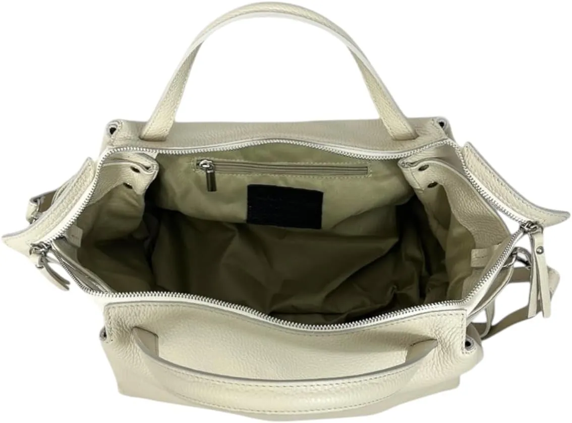 Algedi Handbag, Genuine Leather Made in Italy