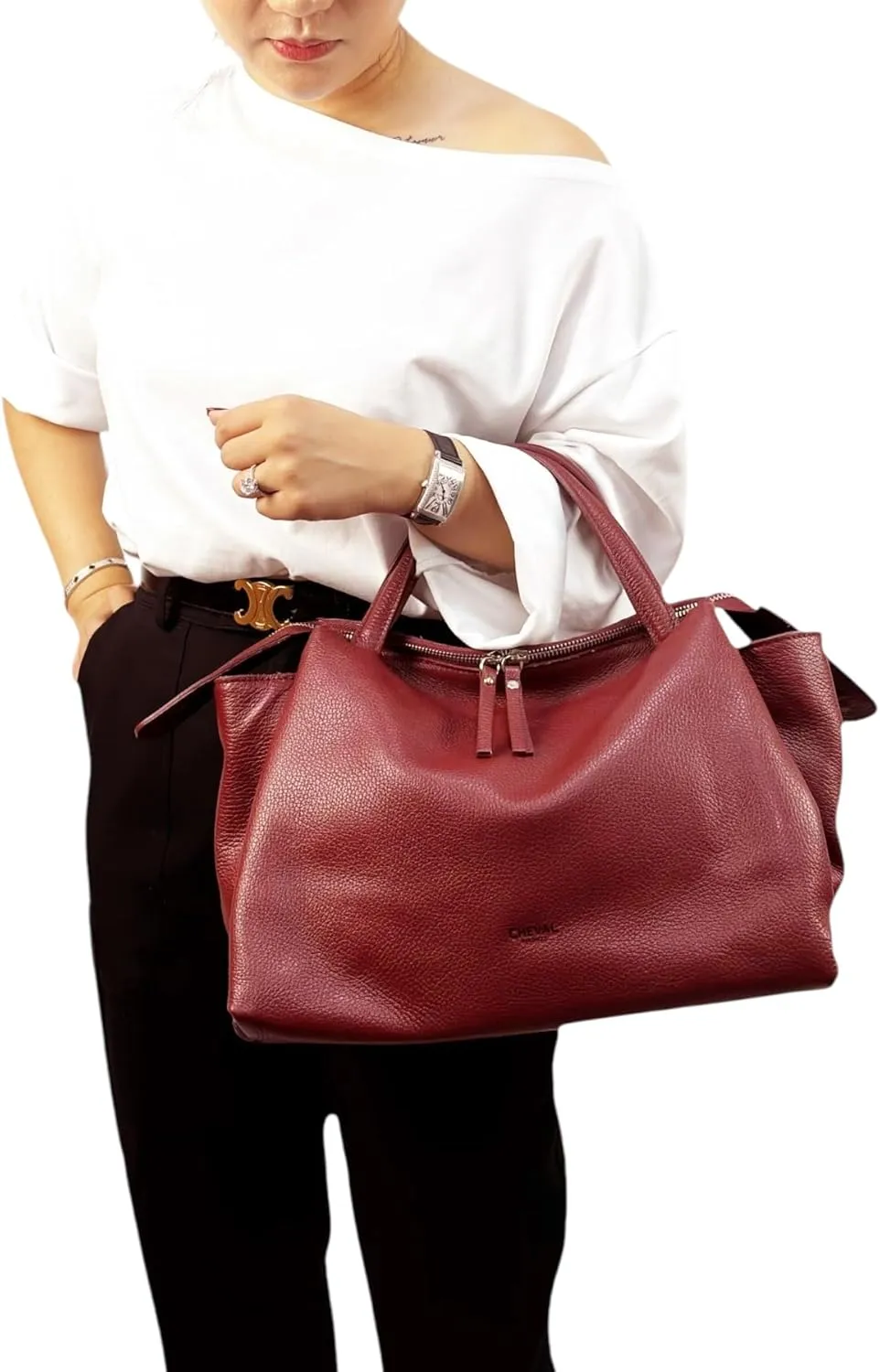 Algedi Handbag, Genuine Leather Made in Italy