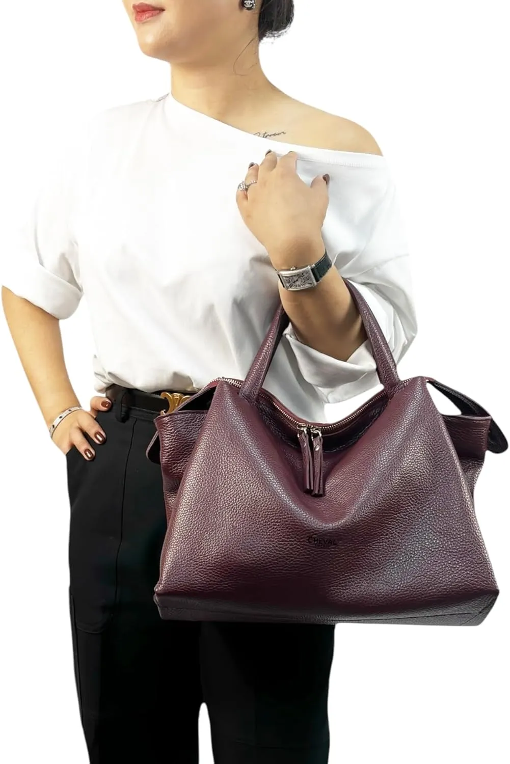 Algedi Handbag, Genuine Leather Made in Italy