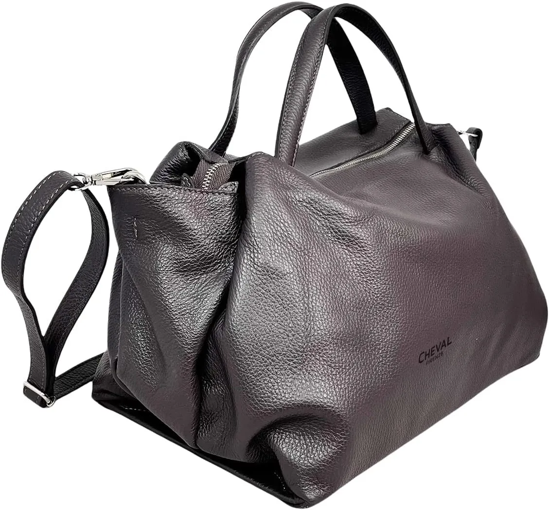 Algedi Handbag, Genuine Leather Made in Italy