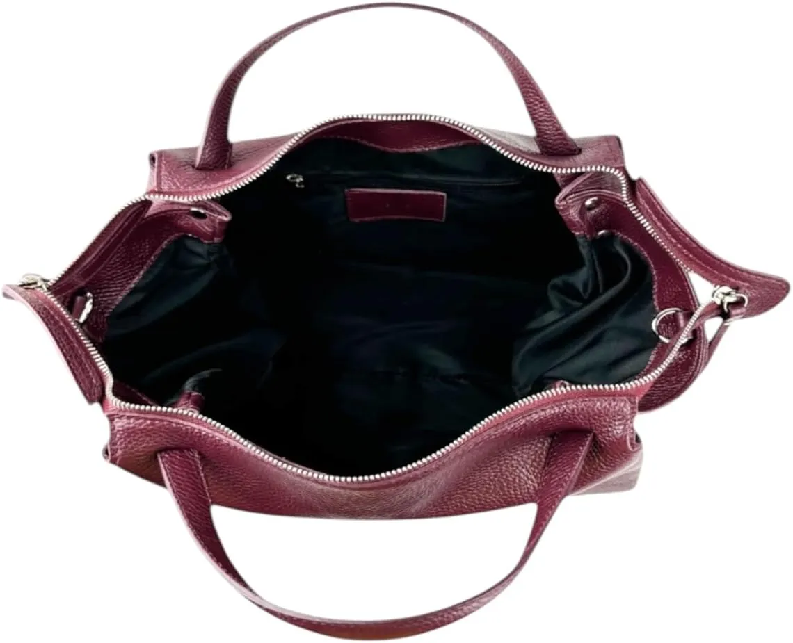 Algedi Handbag, Genuine Leather Made in Italy