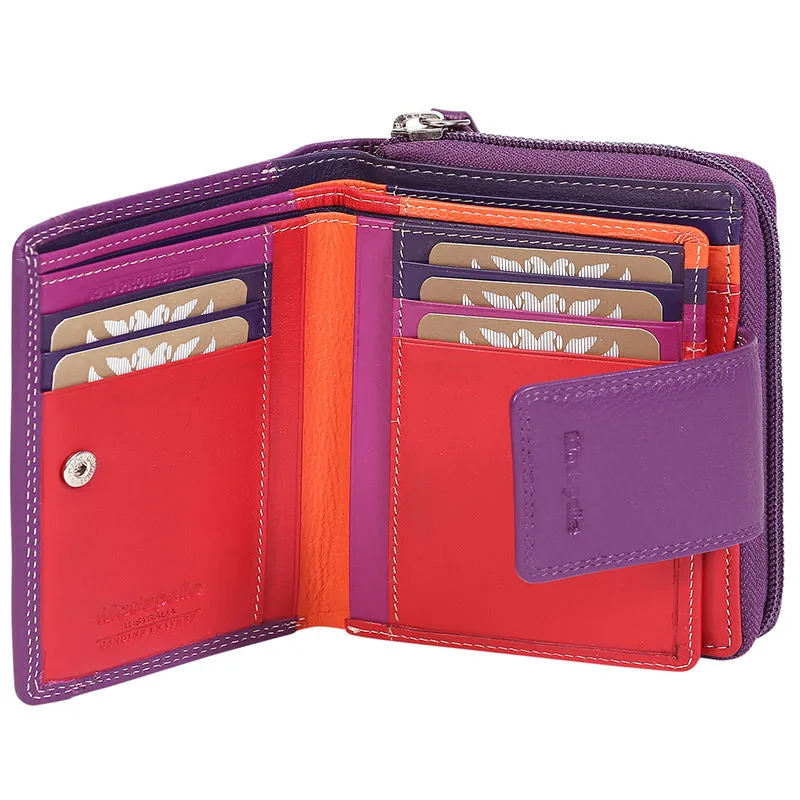 Alive With Style 'Joy' Leather Wallet by Modapelle in Cobalt/Multi-Purple/Multi-Red/Multi