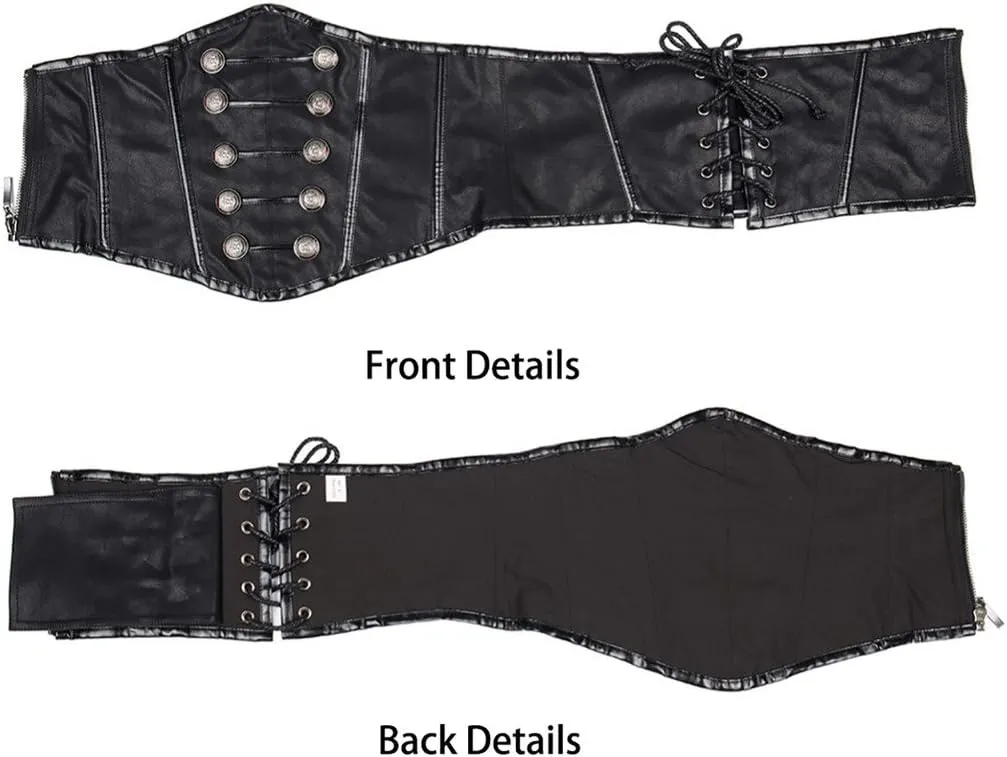 Alivila.Y Fashion Women's Faux Leather Rivet Steampunk Retro Boned Wide Corset Belt