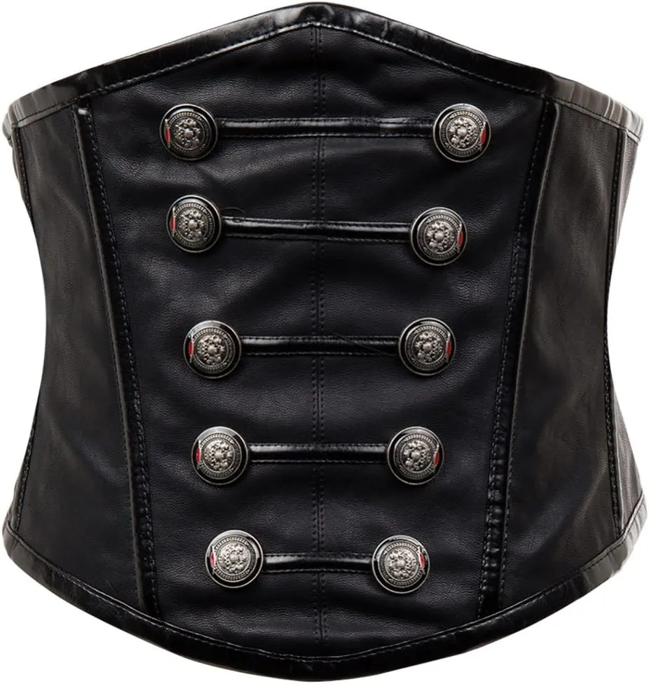 Alivila.Y Fashion Women's Faux Leather Rivet Steampunk Retro Boned Wide Corset Belt