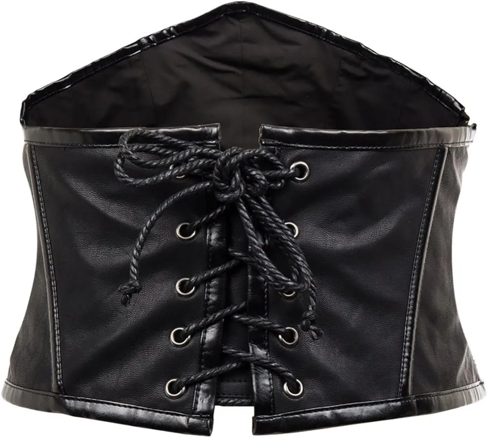 Alivila.Y Fashion Women's Faux Leather Rivet Steampunk Retro Boned Wide Corset Belt