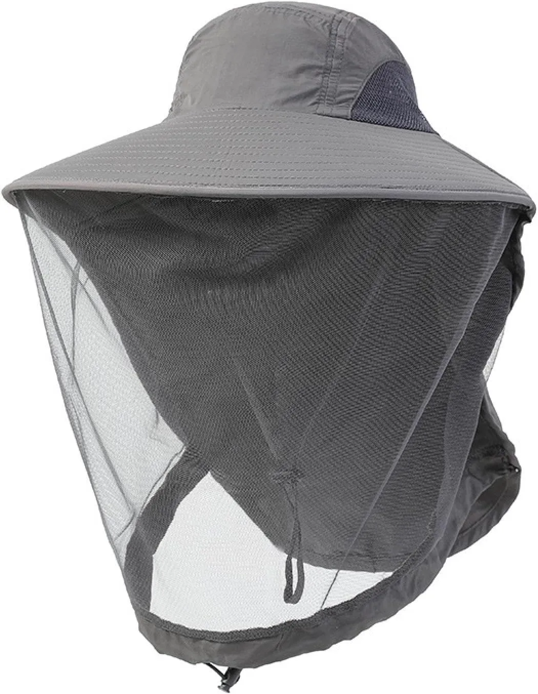 All-Season UPF 50  Unisex Outdoor Fishing Hat with Wide Brim and Hidden Neck Flap - Breathable Mosquito Net, Adjustable for Comfort, Ideal for Hiking, Climbing, and Gardening Dark Gray