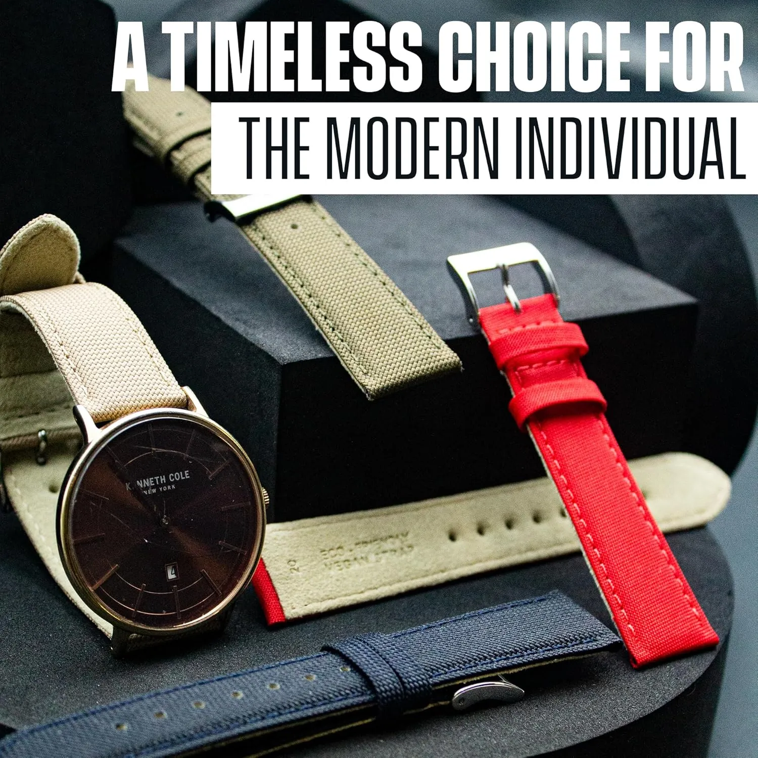 ALPINE Padded Vegan Leatherette Watch Strap - Leather Free Watch Band - Quick-Release Replacement Watch Strap - Eco-Friendly Bands for Women & Men - Compatible with Regular & Smart watches