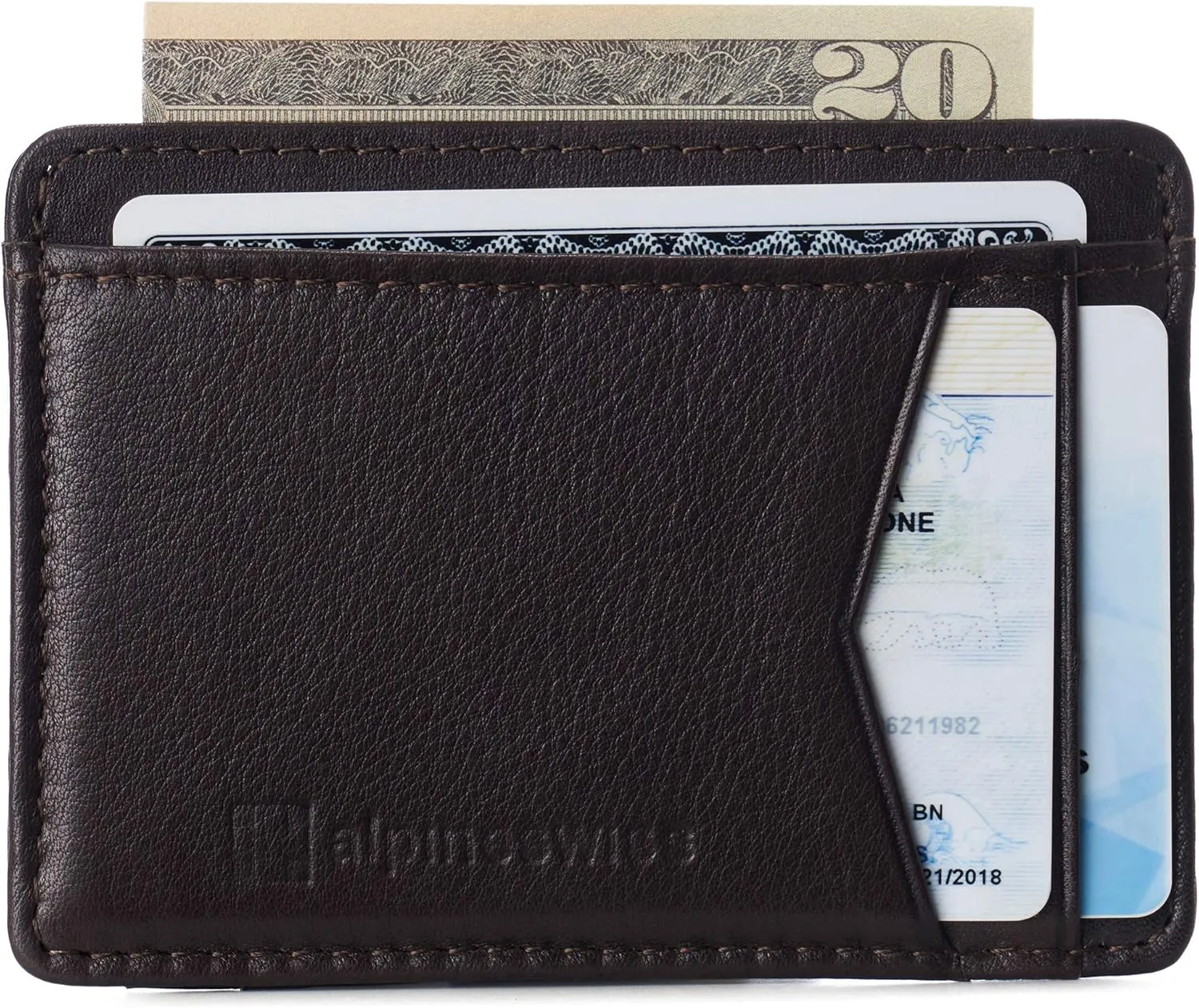 Alpine Swiss RFID Minimalist Oliver Front Pocket Wallet For Men Leather Comes in a Gift Box