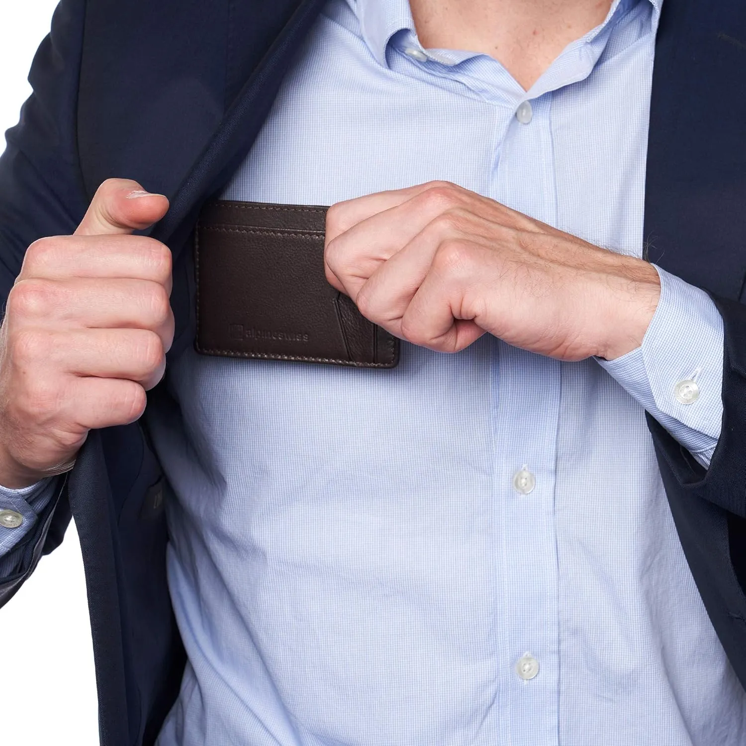 Alpine Swiss RFID Minimalist Oliver Front Pocket Wallet For Men Leather Comes in a Gift Box