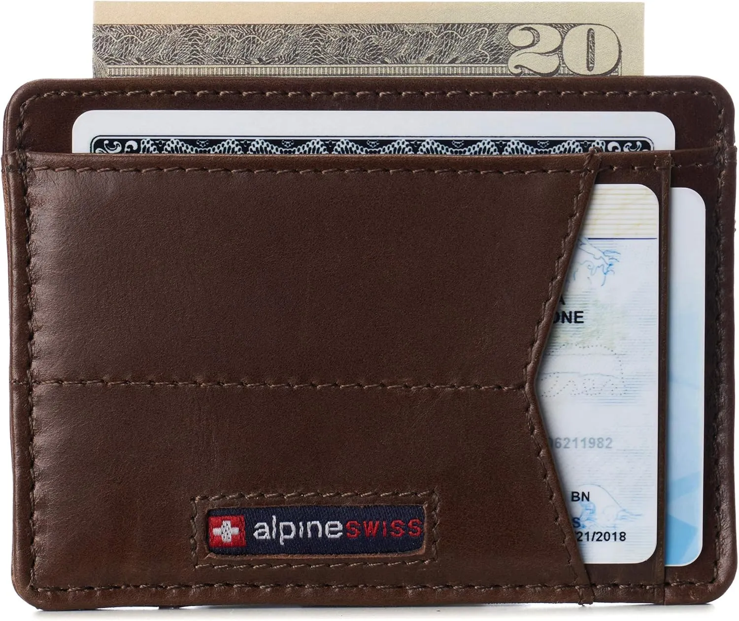 Alpine Swiss RFID Minimalist Oliver Front Pocket Wallet For Men Leather Comes in a Gift Box