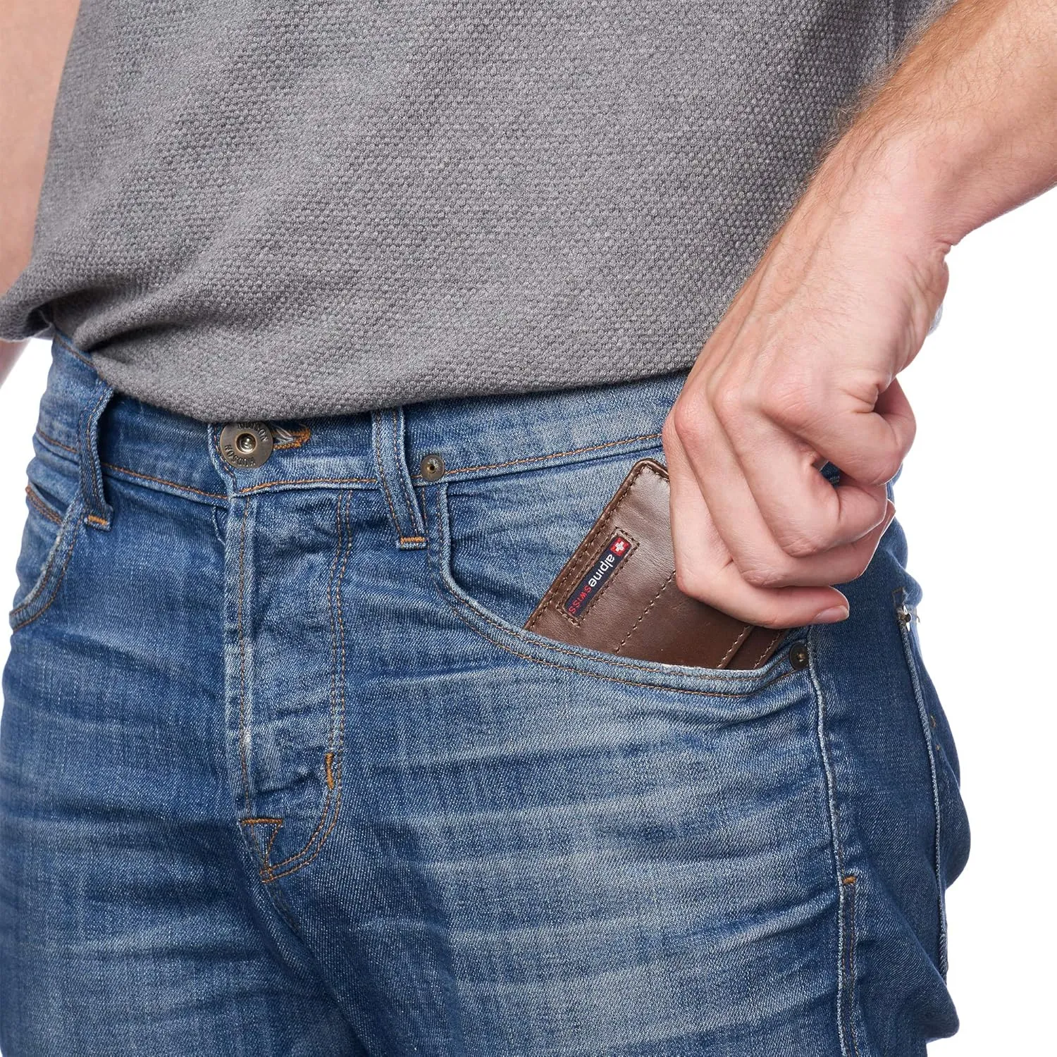 Alpine Swiss RFID Minimalist Oliver Front Pocket Wallet For Men Leather Comes in a Gift Box