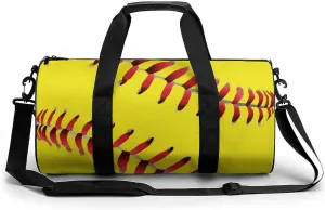 American Red Line Yellow Softball Large Capacity Cylindrical Fitness Bag, Hand-held Fitness Bag