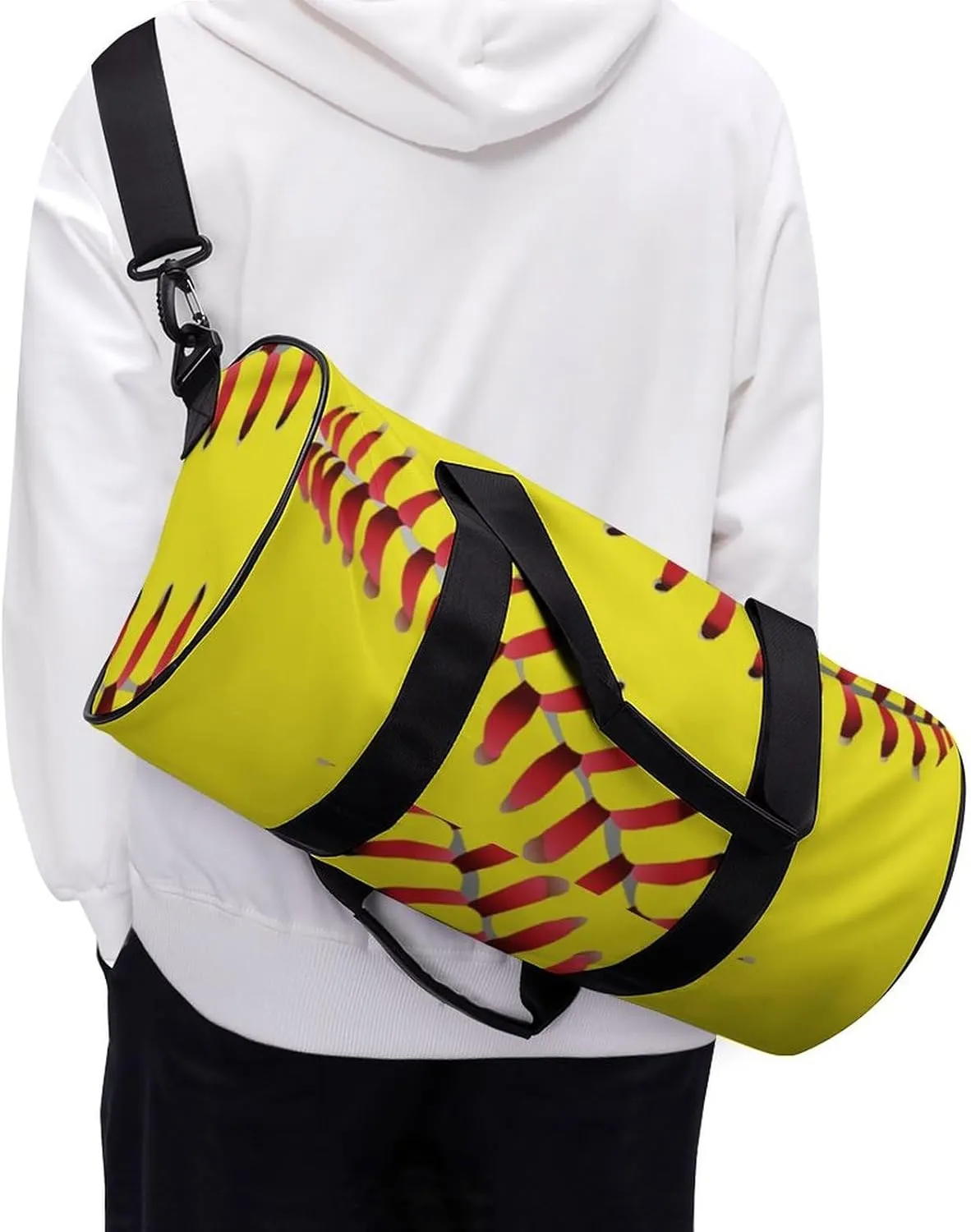 American Red Line Yellow Softball Large Capacity Cylindrical Fitness Bag, Hand-held Fitness Bag