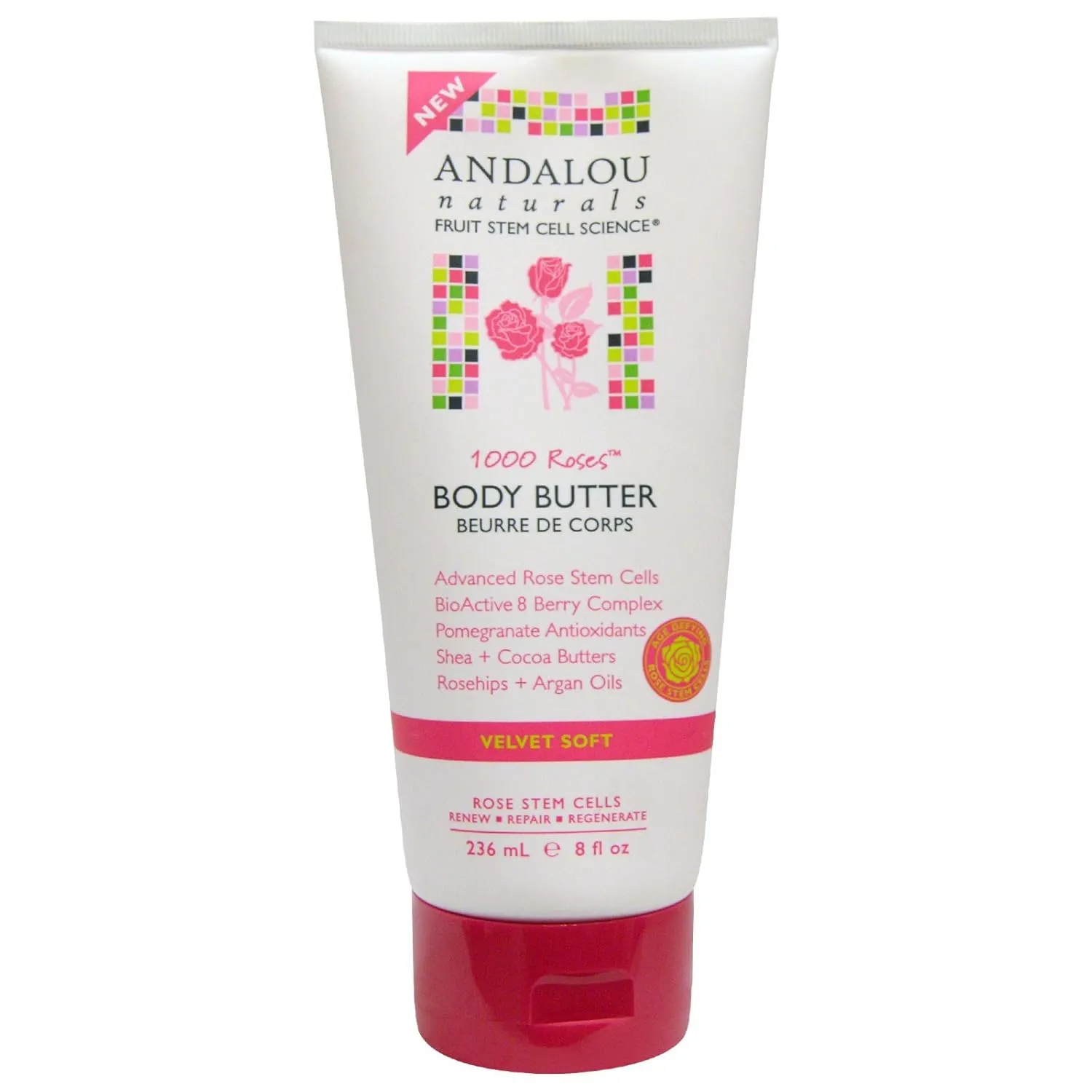 Andalou Naturals 1000 Roses Velvet Soft Body Butter 8 fl. Oz(pack of 3)