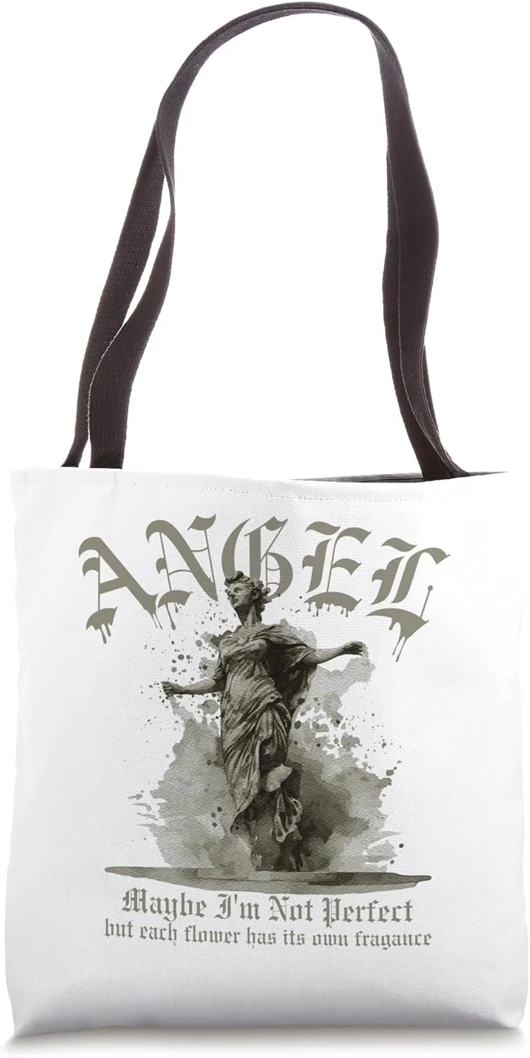Angel.Maybe I'm Not Perfect,But Each Flower.Graphic Artwork Tote Bag