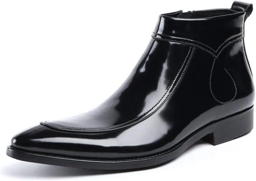 Ankle Boots For Men Black Patent Black Ankle Boots for Men Business Holiday Office For Club Genuine Leather The First Layer Of Cowhide
