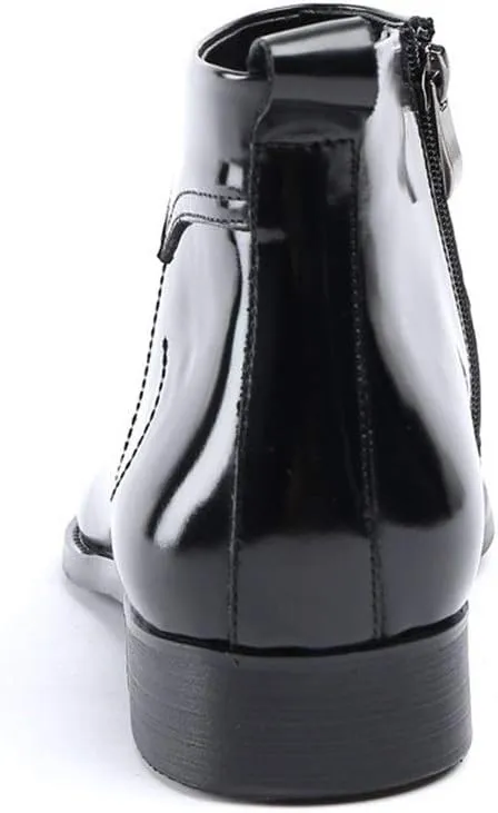 Ankle Boots For Men Black Patent Black Ankle Boots for Men Business Holiday Office For Club Genuine Leather The First Layer Of Cowhide