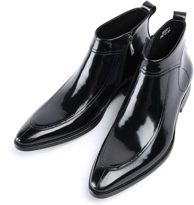 Ankle Boots For Men Black Patent Black Ankle Boots for Men Business Holiday Office For Club Genuine Leather The First Layer Of Cowhide