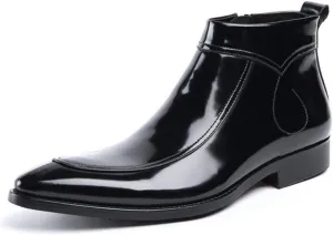 Ankle Boots For Men Black Patent Black Ankle Boots for Men Business Holiday Office For Club Genuine Leather The First Layer Of Cowhide