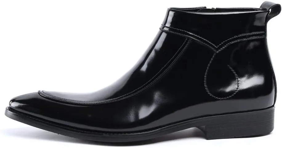 Ankle Boots For Men Black Patent Black Ankle Boots for Men Business Holiday Office For Club Genuine Leather The First Layer Of Cowhide
