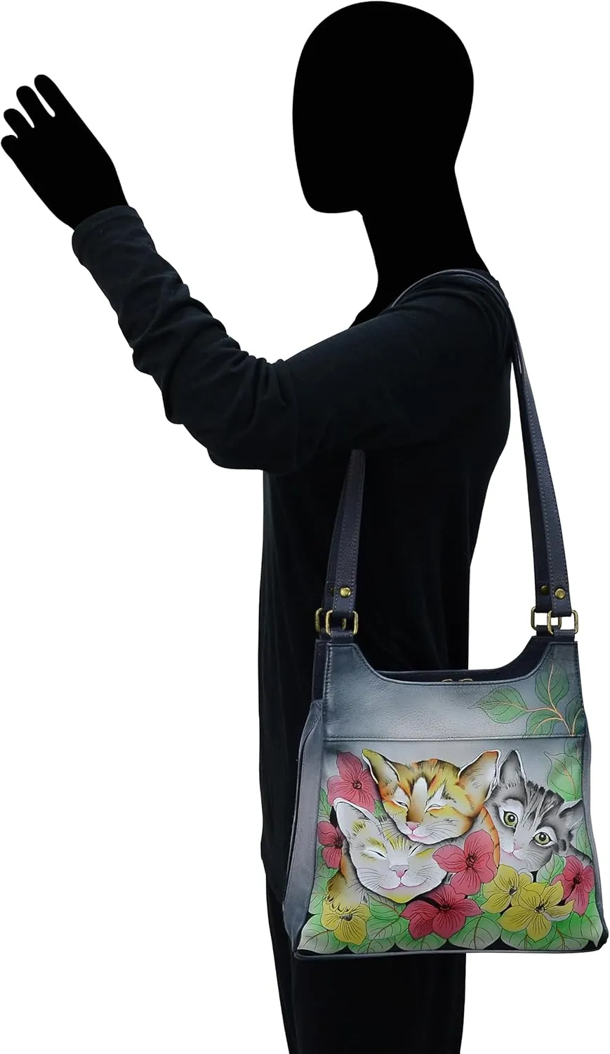 Anna by Anuschka Women Hand Painted Leather Triple Compartment Satchel