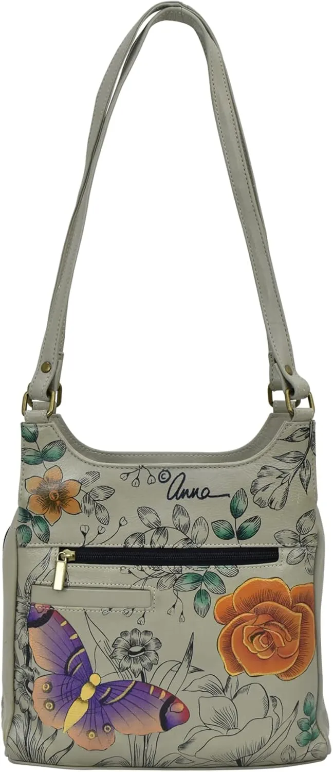 Anna by Anuschka Women Hand Painted Leather Triple Compartment Satchel