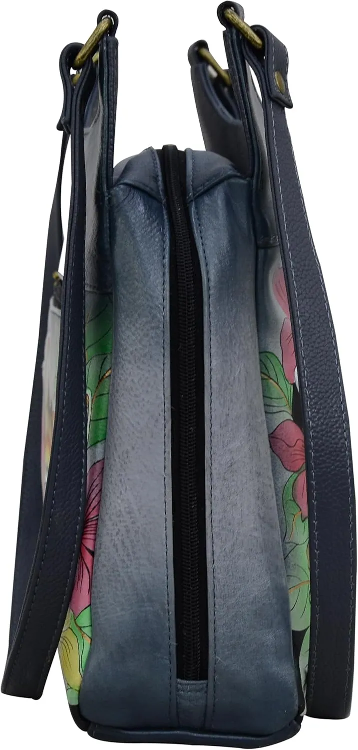 Anna by Anuschka Women Hand Painted Leather Triple Compartment Satchel