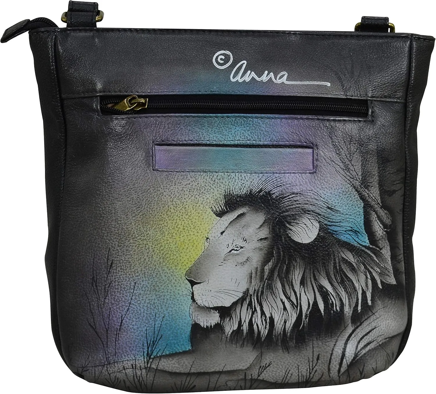 Anna by Anuschka Women's Genuine Leather Medium Crossbody | Hand Painted Original Artwork