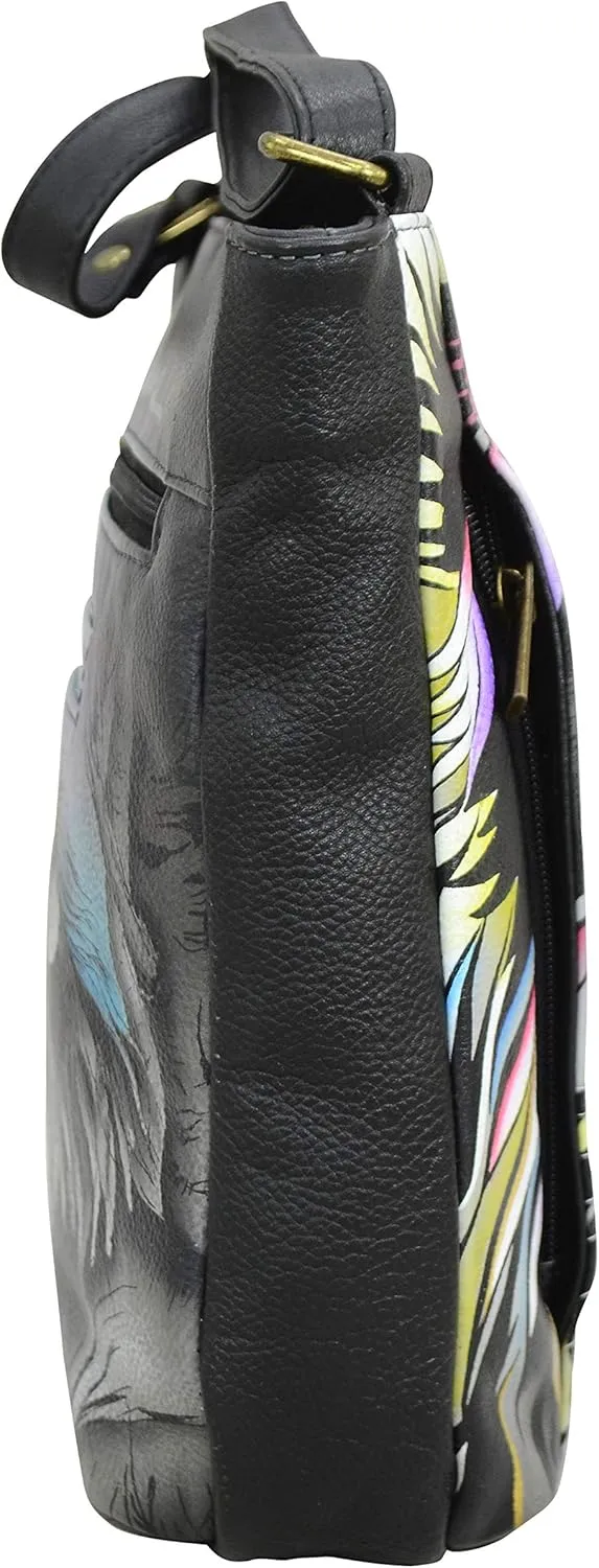 Anna by Anuschka Women's Genuine Leather Medium Crossbody | Hand Painted Original Artwork
