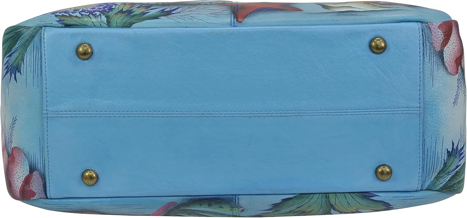 Anna by Anuschka Women's Genuine Leather Shoulder Bag - Hand Painted Original Artwork Exterior