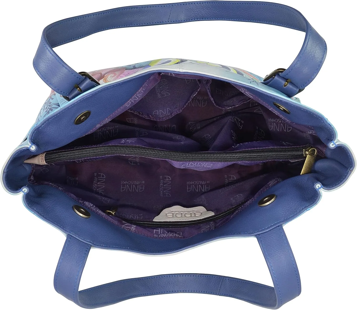 Anna by Anuschka Women's Genuine Leather Shoulder Bag - Hand Painted Original Artwork Exterior