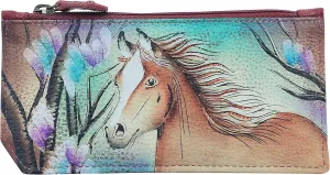 Anuschka Hand-Painted Genuine Leather Women's RFID Blocking Card Case with Coin Pouch - Free Spirit