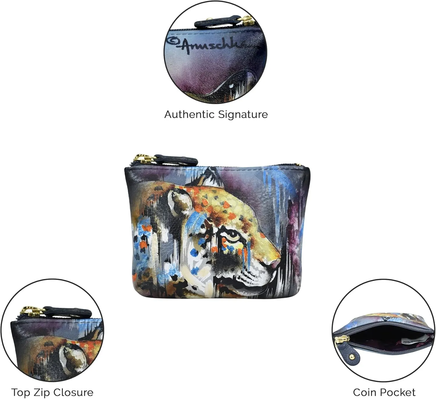 Anuschka Women’s Leather Coin Purse | Genuine Soft Leather | Hand-painted Original Art