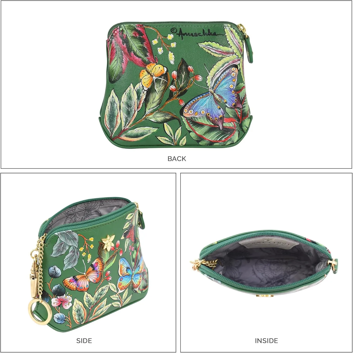 Anuschka Women's Original Genuine Leather Hand-Painted Multipurpose Zip Pouch - Coin Purse with Top Zip Closure