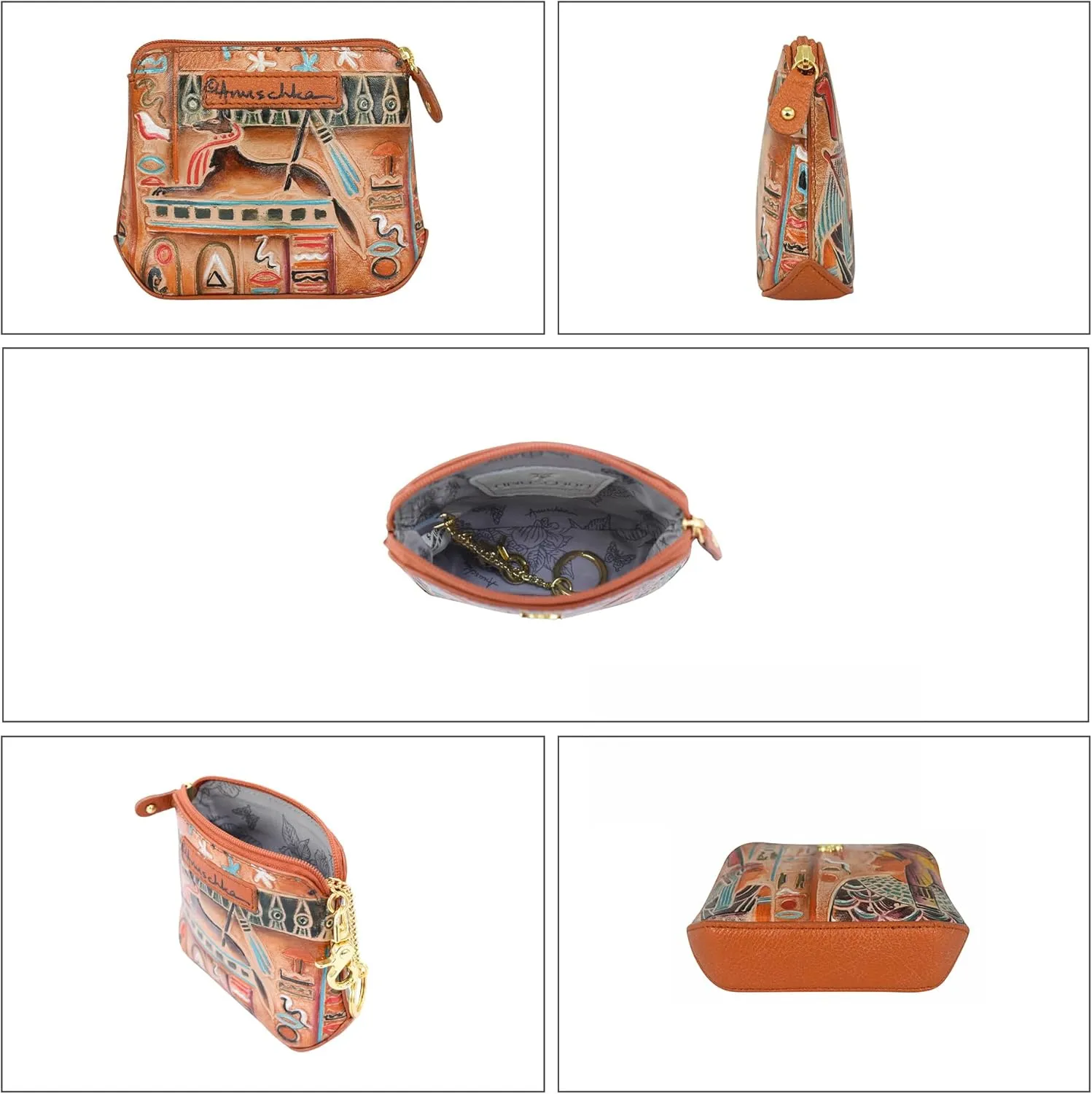 Anuschka Women's Original Genuine Leather Hand-Painted Multipurpose Zip Pouch - Coin Purse with Top Zip Closure