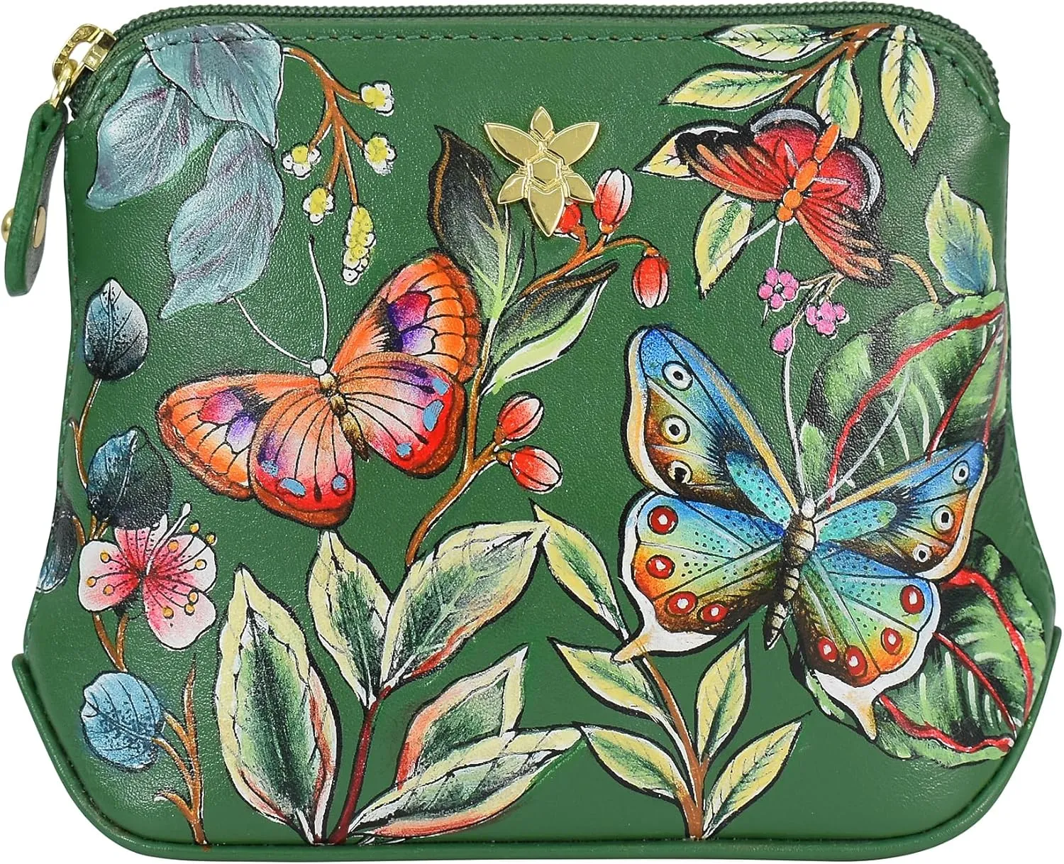 Anuschka Women's Original Genuine Leather Hand-Painted Multipurpose Zip Pouch - Coin Purse with Top Zip Closure