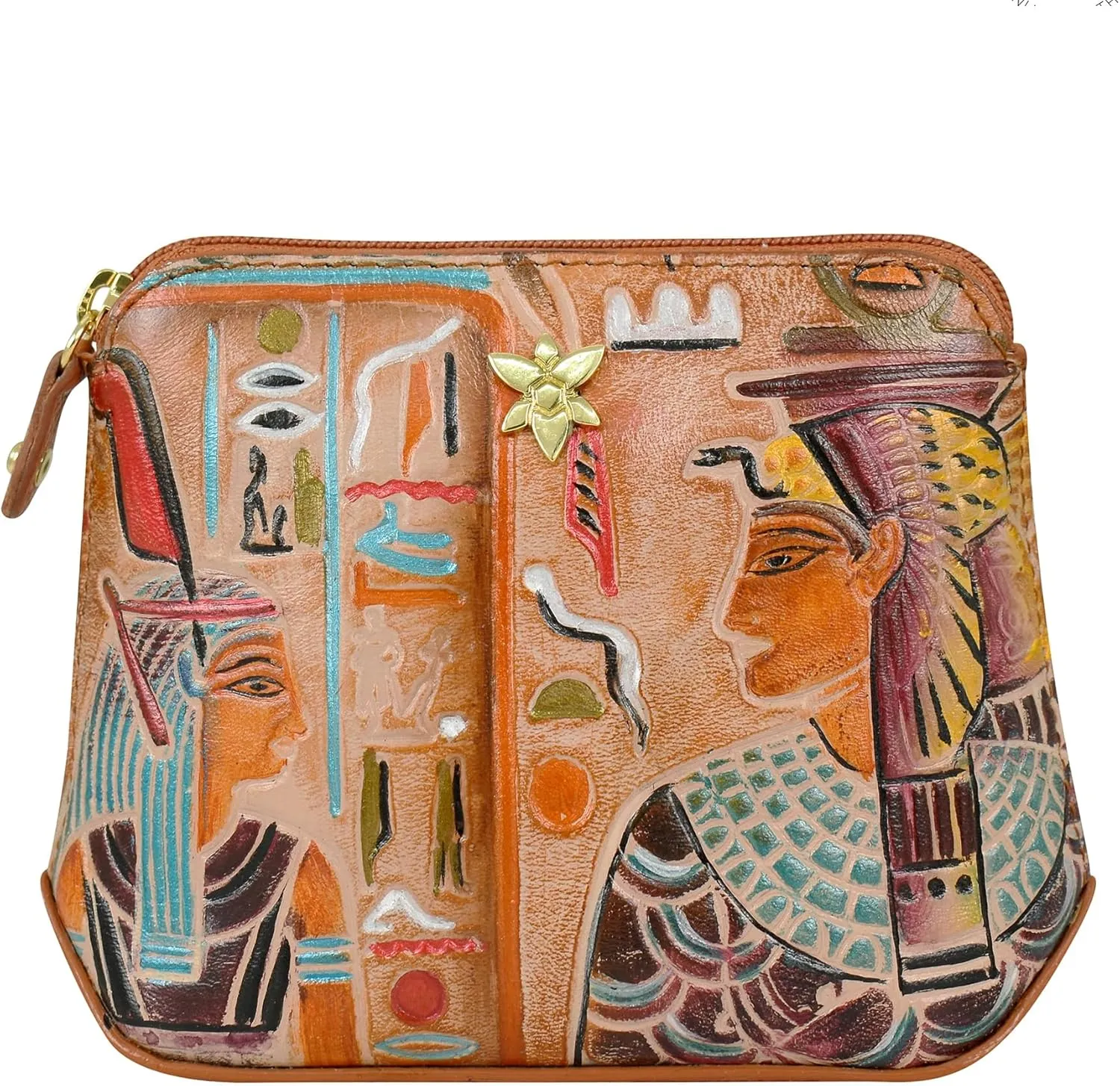 Anuschka Women's Original Genuine Leather Hand-Painted Multipurpose Zip Pouch - Coin Purse with Top Zip Closure
