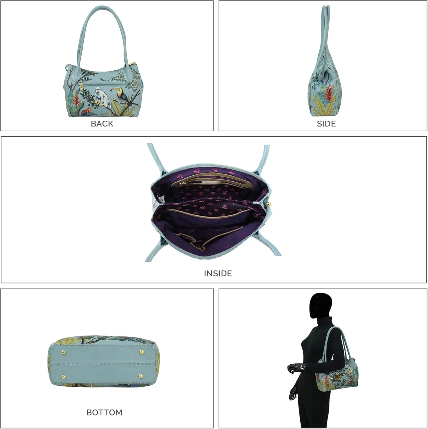 Anuschka Women's Original Hand-Painted Genuine Leather Double Compartment Bag