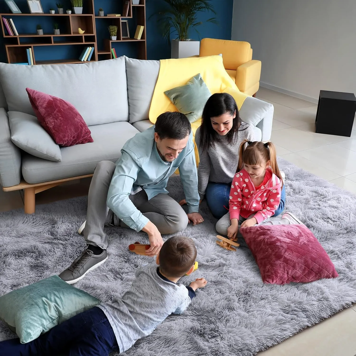 AROGAN 2x6 Feet Soft Runner Rugs for Bedroom Plush Fluffy Rug, Shag Furry Area Rug Carpet Non Shedding for Nursery Children Kids Girls Room Home Hallways Decorative, Grey and White