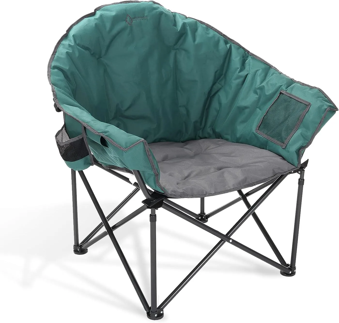 ARROWHEAD OUTDOOR Oversized Heavy-Duty Club Folding Camping Chair w/External Pocket, Cup Holder, Portable, Padded, Moon, Round, Saucer, Supports 330lbs, Carrying Bag, USA-Based Support