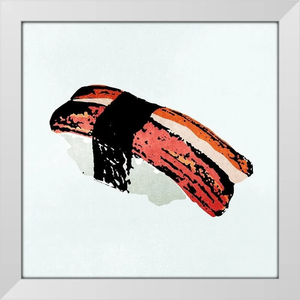ArtDirect Sushi Style II 48x48 Huge White Modern Wood Framed Canvas Giclee Art by Warren, Annie