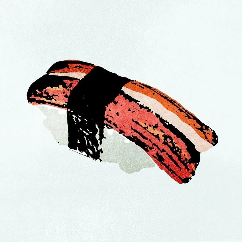 ArtDirect Sushi Style II 48x48 Huge White Modern Wood Framed Canvas Giclee Art by Warren, Annie