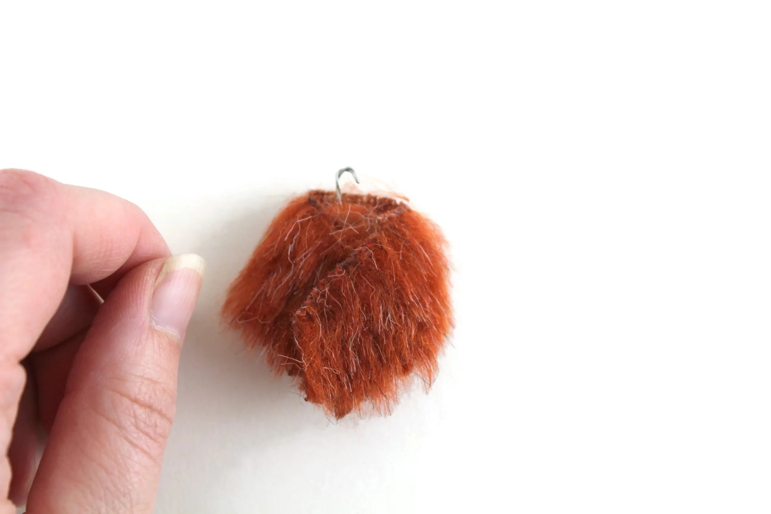 Artisan-Made Vintage 1:12 Miniature Dollhouse Reddish Brown Faux Fur Scarf Stole on Hanger