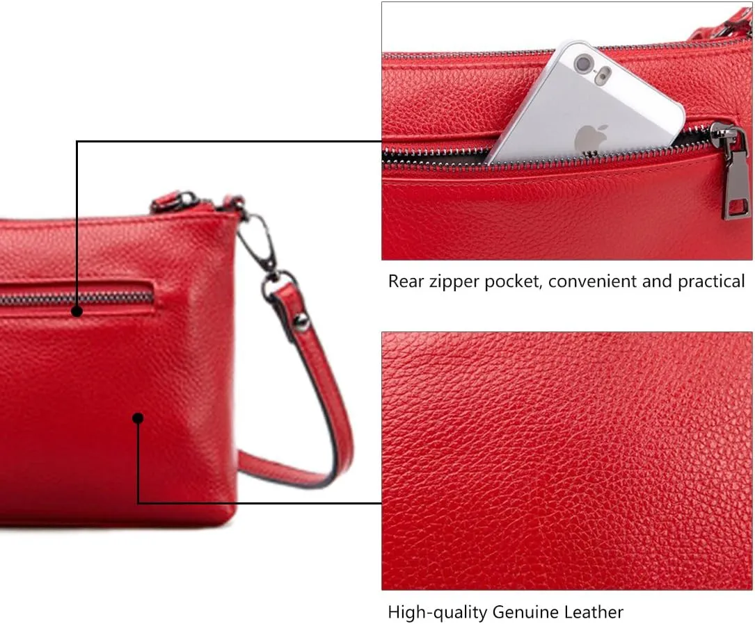 Artwell Genuine Leather Crossbody Bag For Women Small Tassel Shoulder Bag Zipper Clutch Phone Wallet Purse