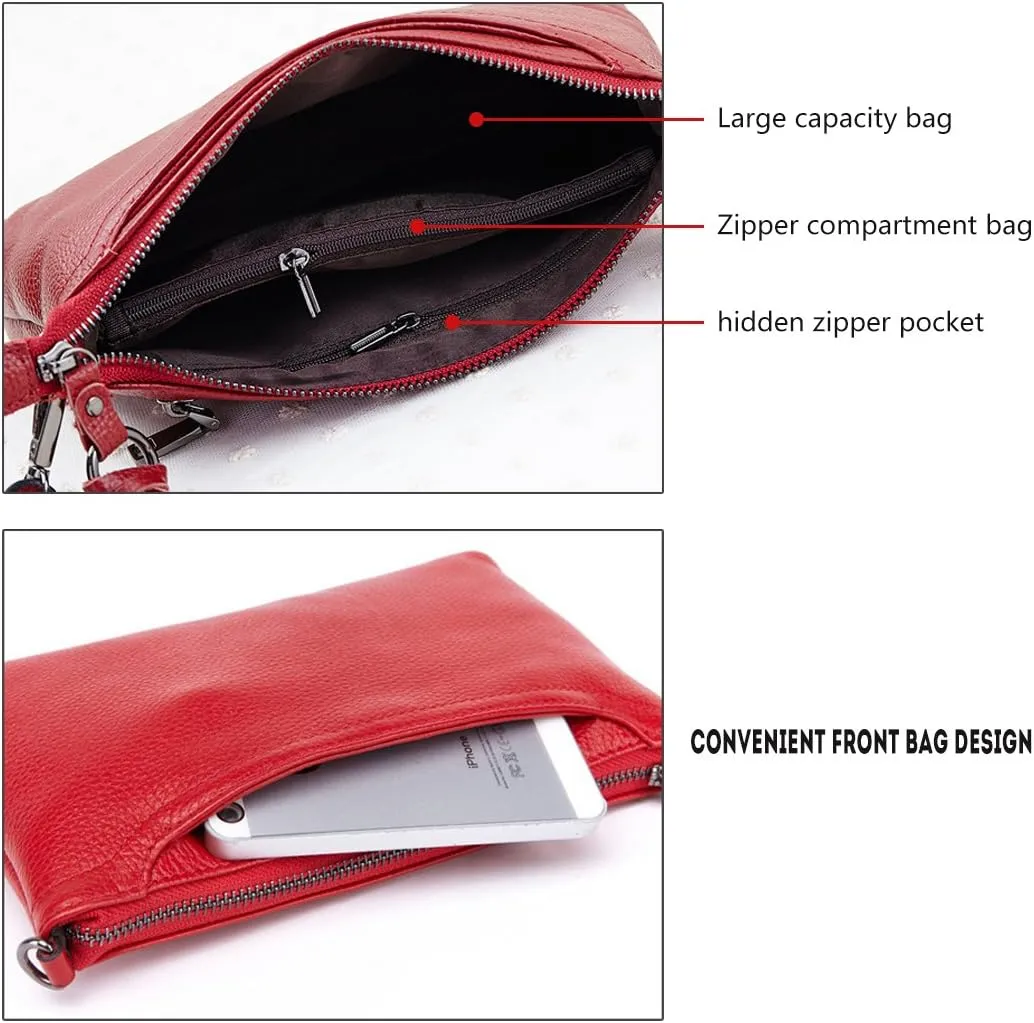 Artwell Genuine Leather Crossbody Bag For Women Small Tassel Shoulder Bag Zipper Clutch Phone Wallet Purse