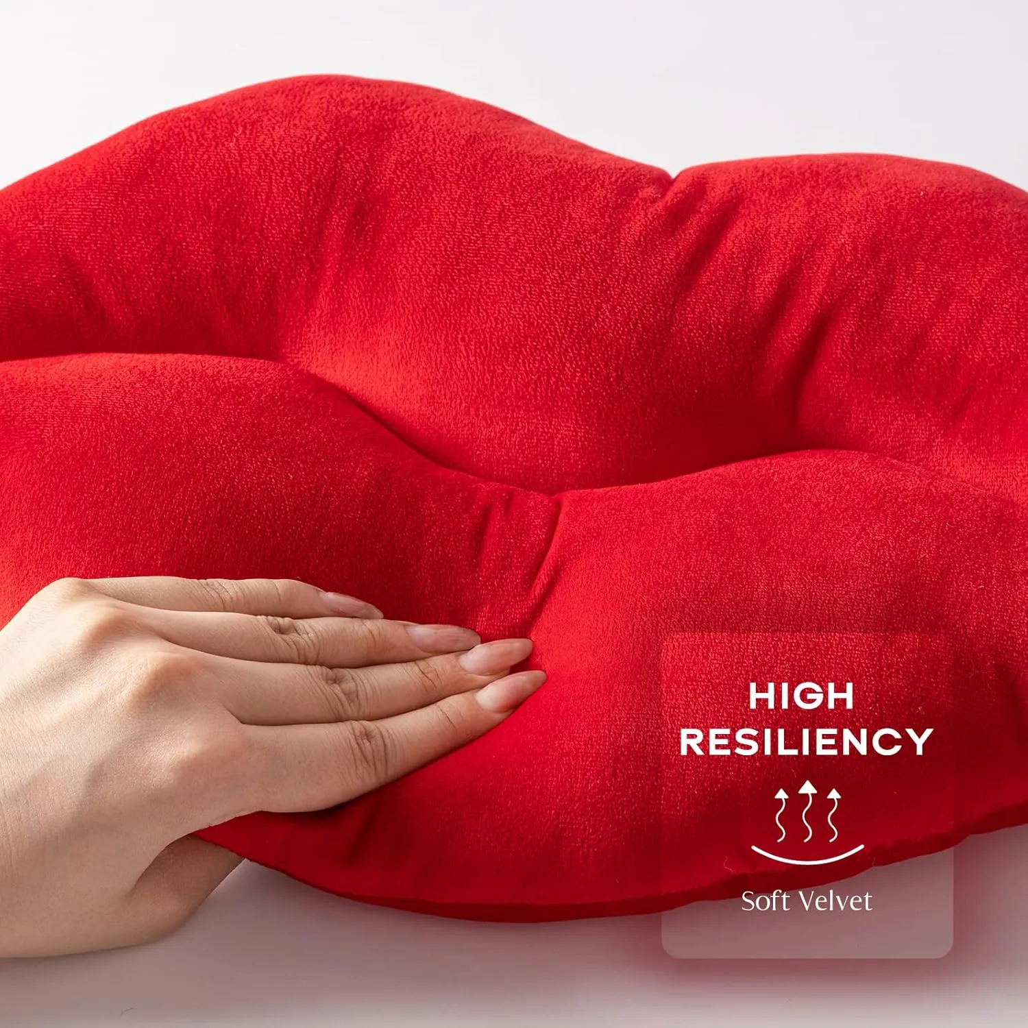 Ashler Lips Throw Pillows Smooth Soft Velvet Insert Included, Lip Shaped Pillow for Bed Living Room, New Red, 24 X 12 inches