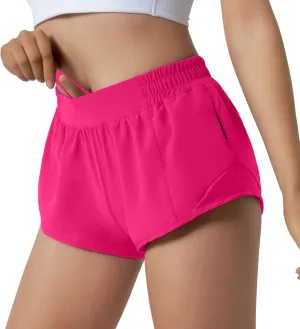 Aurefin Running Shorts for Women,Quick Dry Athletic Sports Shorts Lightweight Active Workout Gym Shorts with Zip Pocket