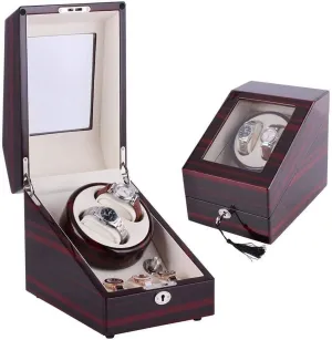 Automatic Watch Winder Box for 2 3 Watches, PU Leather, Quiet Motor, Dual Power, Anti-Magnetization