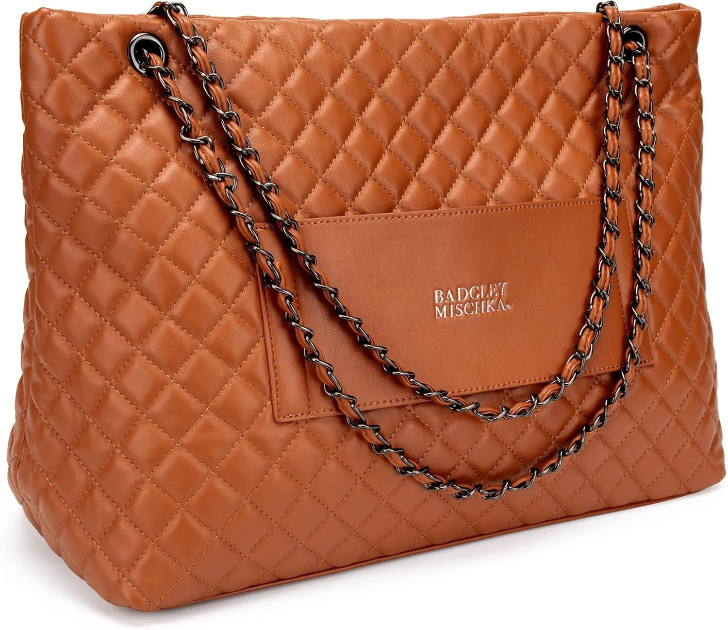 Badgley Mischka Diana Quilted Vegan Leather Tote Weekender Travel Bag