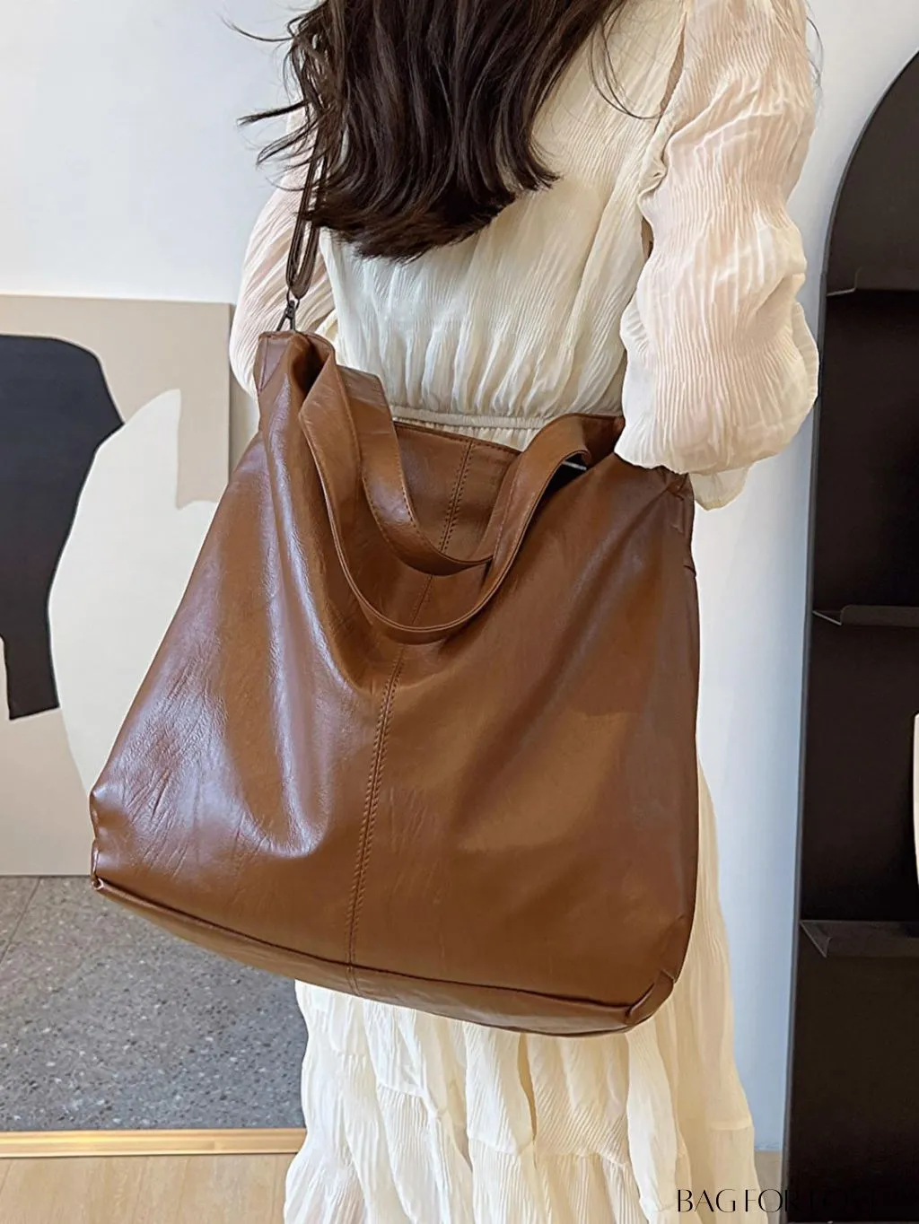 BagForLove - Chic & Spacious Faux Leather Shoulder Tote - Sleek & Stylish Design.